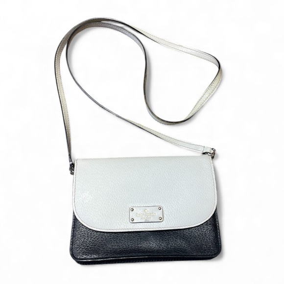 kate spade Handbags - Kate Spade New York Colorblock Ivory Black Pebbled Leather Crossbody Small